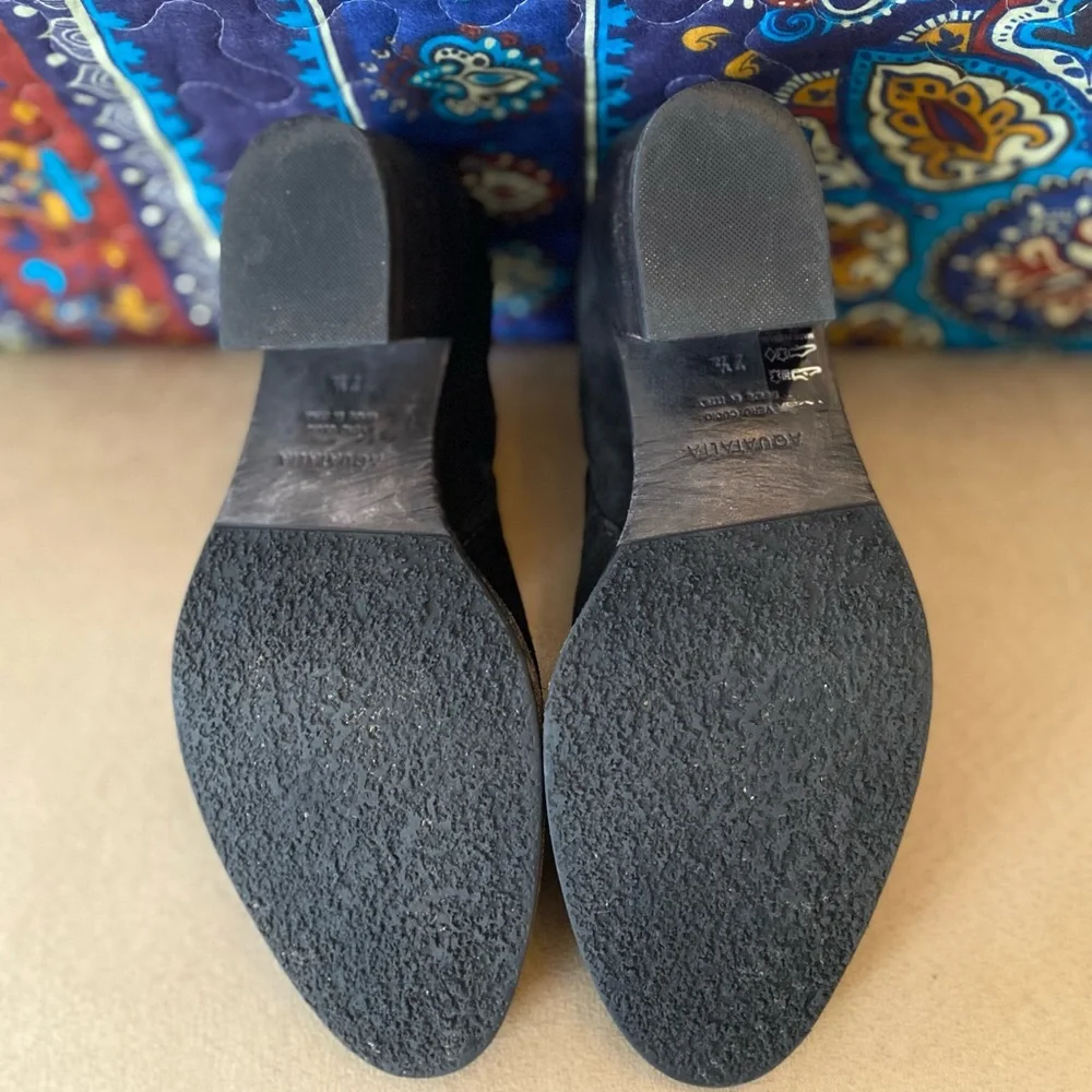 Aquatalia Vero Cuoio Black Italian Suede Ankle Booties